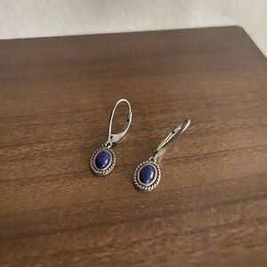 Elegant Sterling Silver and Blue Stone Earrings